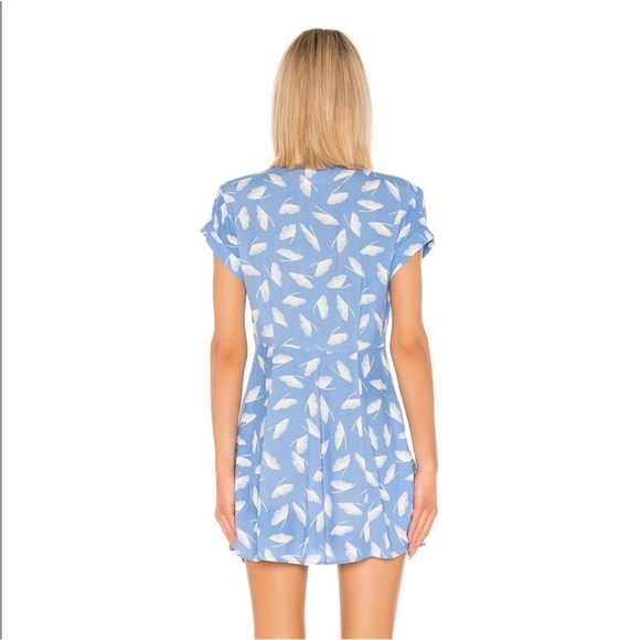 CAPULET “Mabel” Mini Dress – Ginkgo Blue Feather Leaf Print – Size Small - Picture 5 of 14
